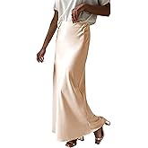 Prinbara Women's Satin Maxi Skirts Dressy Casual Zipped High Waisted Flowy Silk 2026 Spring Elegant Business Party Long Skirt