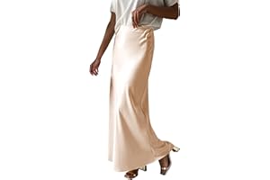 Prinbara Women's Satin Maxi Skirts Dressy Casual Zipped High Waisted Flowy Silk 2025 Fall Elegant Business Party Long Skirt