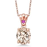Gem Stone King 3.25 Ct Oval Peach Morganite Pink Sapphire 18K Rose Gold Plated Silver Pendant