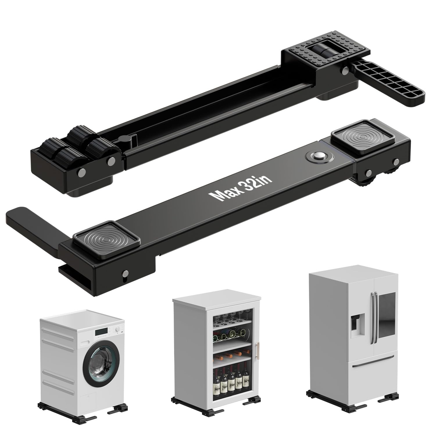 Photo 1 of KVRG Appliance Rollers Heavy Duty,Newest Extendable Appliance Sliders,Liftable Washing Machine Base,Easily Move Washer and Dryer Machines,Refrigerators,Furniture-Black