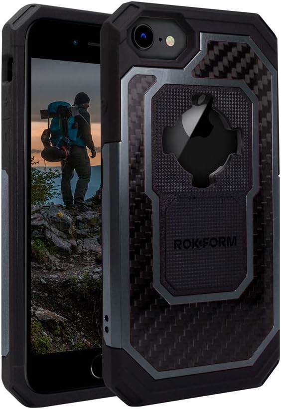 Rokform – iPhone SE (2nd generation)/8/7/6 Magnetic Case with Twist Lock, Aluminum & Carbon Fiber Magnetic iPhone Case Fuzion Pro Series (Gunmetal)