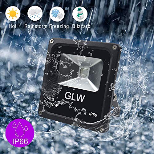 GLW UV LED Black Light,10W Ultraviolet Blacklight 110V IP66 Waterproof UV Flood Light,Suitable for DJ Disco Nightclub Party Stage Lighting, Fishing, Curing (with US Plug) - Thumbnail 2