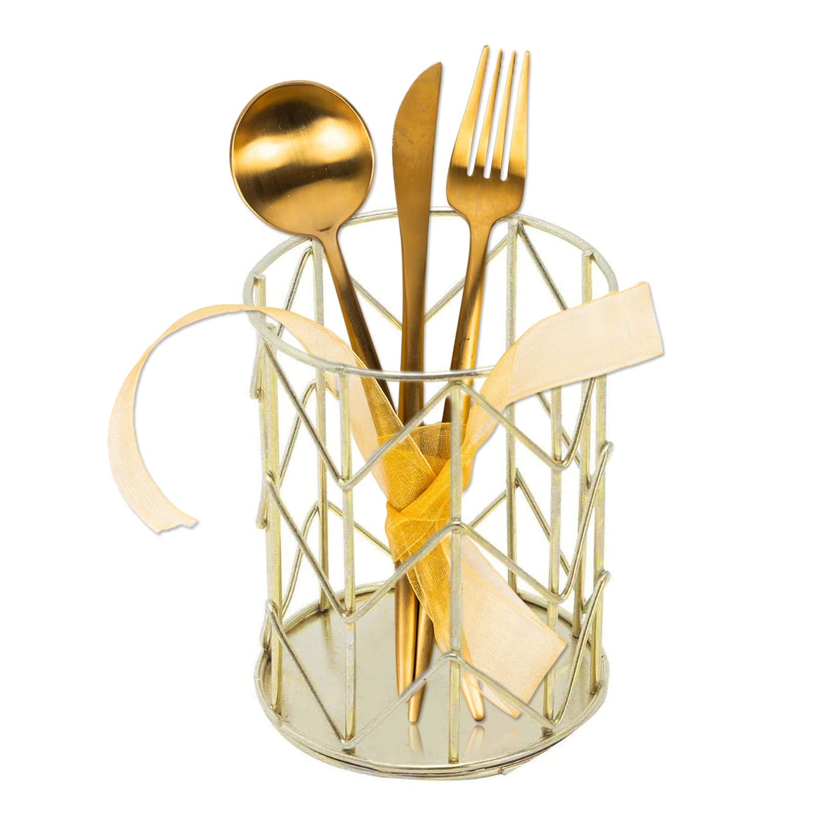 Kitchen Utensil Holder,Gold Metal Wire Utensils Storage Basket for Wooden Spoons, Spatulas