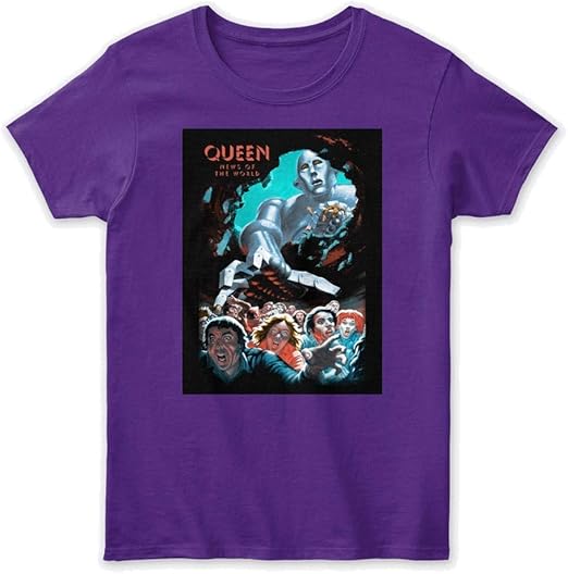 Amazon.com: Queen News of The World - XL (14-16) - Purple T-Shirt - Gildan Women's Relaxed Tee 