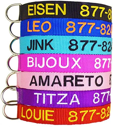 Embroidered Pet Collars - Personalized Collars For Dogs and Cats, Adjustable Sizes and Colors, Premium Nylon (Medium, Pink Hot)