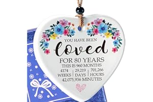 LUOHERE 80th Birthday Gifts for Women, 80th Birthday Presents Idea for Women Mom Wife Grandma 80 Year Old Turning 80 Gifts Birthday Ceramics Heart Plaque You Have Been Loved for 80 Years C016