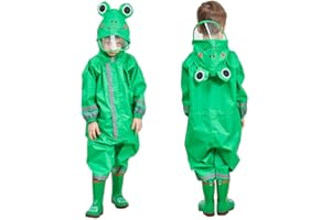 Toddler Rain Suit Baby Rain Suit with Hood Waterproof Coverall One Piece Rain Suit Kids (3-10 Years)