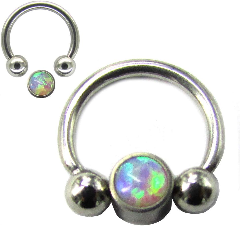 NewkeepsR 16G 316L Surgical Steel Septum Circular Ball Helix Daith Rings with Gem Captive Clear Bead