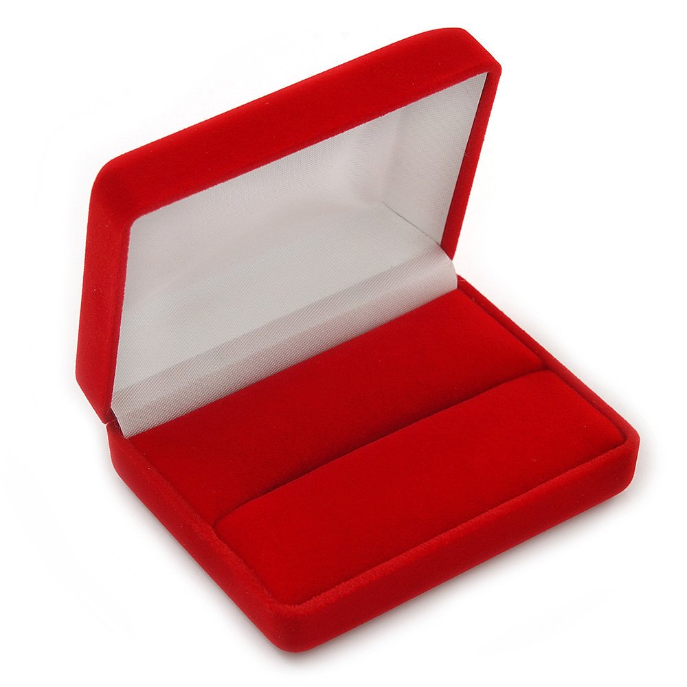 Avalaya Luxury Red Velour Wedding Two Ring Box (Rings Are Not Included)