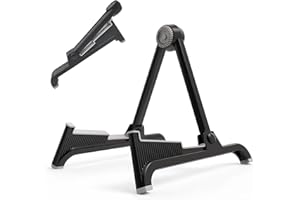 nalu Classic A-Frame Tripod Adjustable Guitar Stand for Acoustic Bass Electric Guitars and Ukuleles Folding Floor Stand Small Good for Traveling (GrayRubber+BlackFrame)
