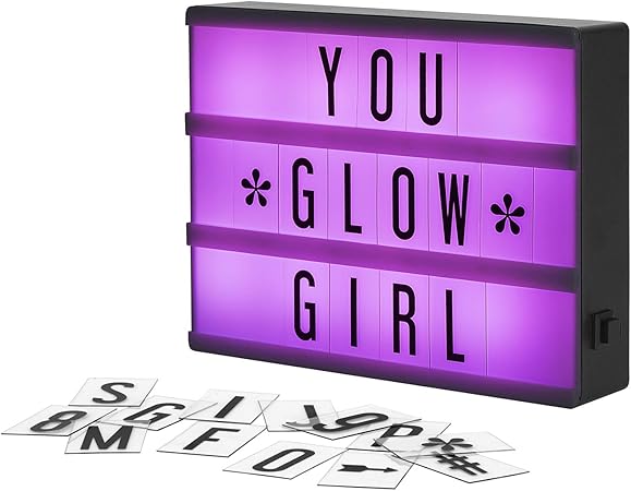 My Cinema Lightbox – Caja de luz LED de cine con 100 letras y números que cambia