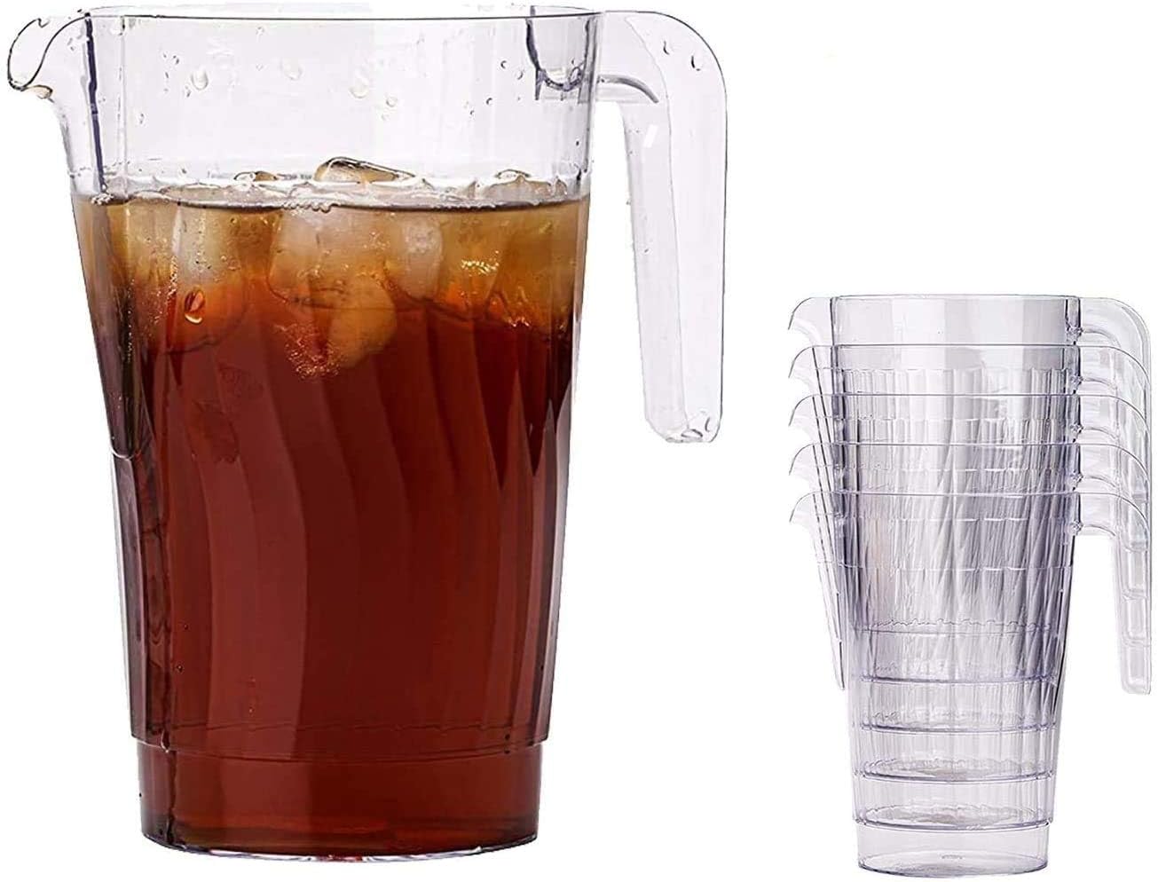6 Clear Plastic Pitchers With Handle 50 OZ