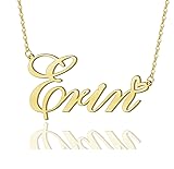 AOLO Erin Heart Name Necklace 18k Gold Plated