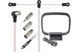 FM Antenna for Indoor Stereo Receiver, Ancable Universal 75 Ohm/300 Ohm FM AM Radio Antenna Kit with Antenna Gender Converter