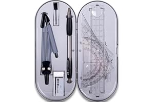 YAMHOHO 8 Piece Compass Set Math Geometry Kit Student Supplies, Student Supplies Drawing Compass, Protractor, Ruler, Pencil Refill, Pencil, Eraser for Students and Engineering Drawing