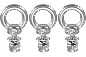 M METERXITY 3-Sets Eye Bolts with Nuts, M3x9mm 304 Stainless Steel Lifting Shoulder Eye Bolt with Washer and Nut for Hanging 