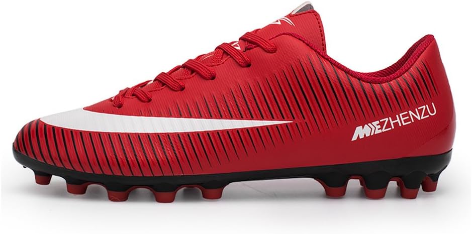 Kids Football Boots Teenagers Profession Athletics AG Spike Microfiber Cleats Men's Soccer Cleats Men's Football Training Shoes (2 UK 【34EUR】22cm, red)