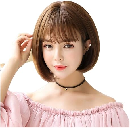 Amazon Co Jp Zhouqinmei 女性の短い髪のかつらボブさんのかつらファッションエア前髪短いストレート髪のかつら Color Light Brown ビューティー