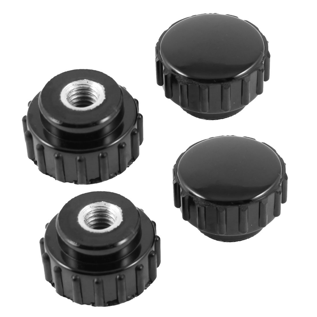 Sourcingmap 4 Pcs Spare Part 5mm Dia Female Thread 14mm High Knurled Knob Black