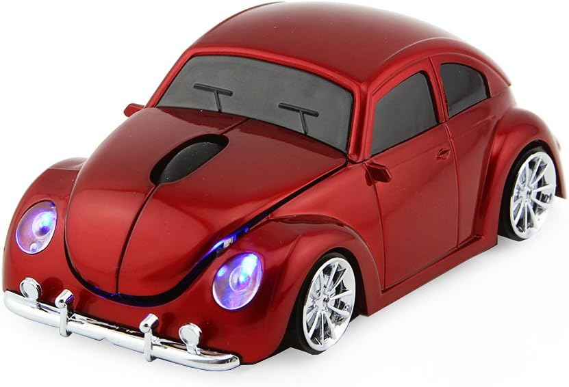 DIGIBLUSKY 2.4GHz Wireless Mouse Cool 3D Sport Car Shaped Ergonomic Optical Cordless Mice with USB Receiver for PC Laptop Computer Notebook 1600DPI (red)