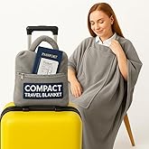 Flexicomfort Compact Travel Blanket for Airplanes – Made of Flannel - Wearable