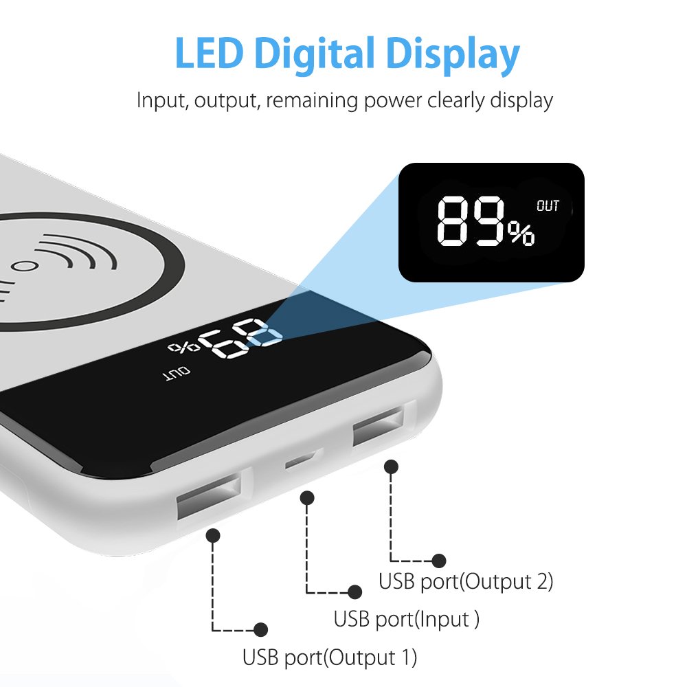 Hokonui Wireless Portable Charger 10000mah Qi Charging Power Bank