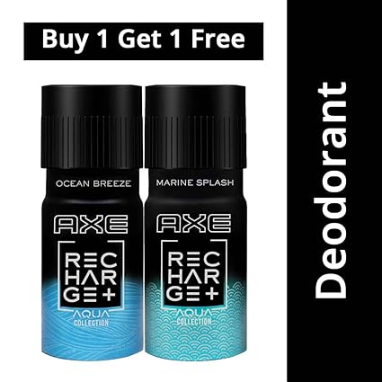 Axe Recharge Marine Splash and Ocean Breeze Deodorant Combo Pack, 150 ml with (Buy 1 Get 1 Free)