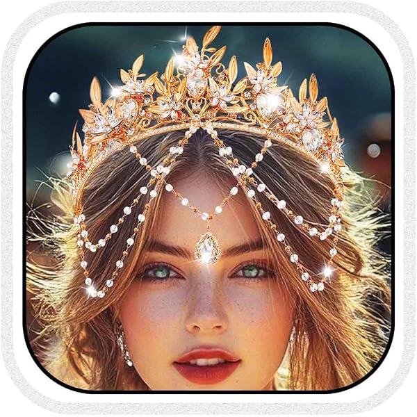 Amazon.com: CLOACE Gold Leaf Crown and Tiara Rhinestone  display picture 1