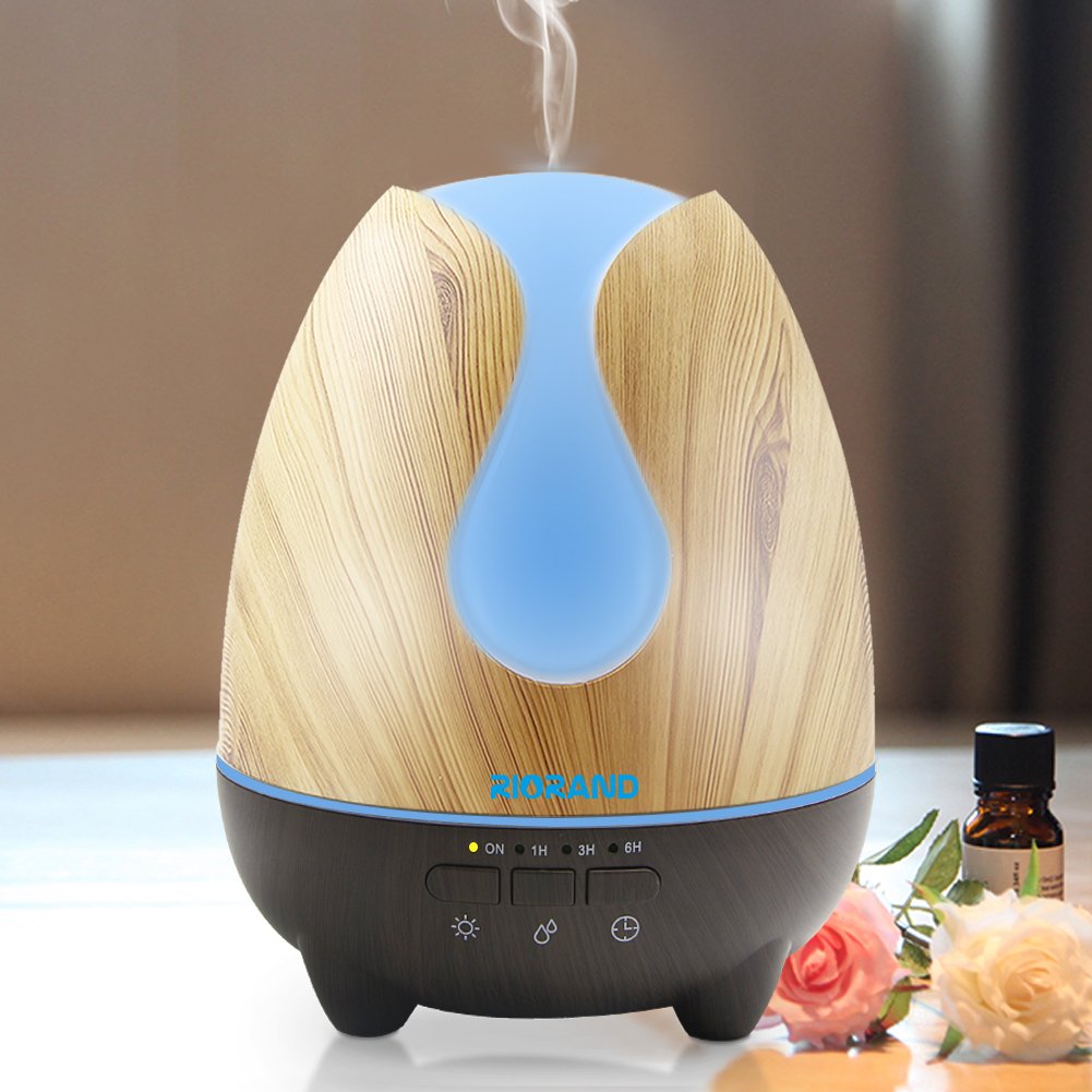 Aroma Essential Oil Diffuser,The Exclusive 500ml Aroma Diffuser with Soundproof Shield in Amazon,Novel style，Whisper-Quiet with 7 Color LED Light Waterless Auto Shut Off(black+yellow)