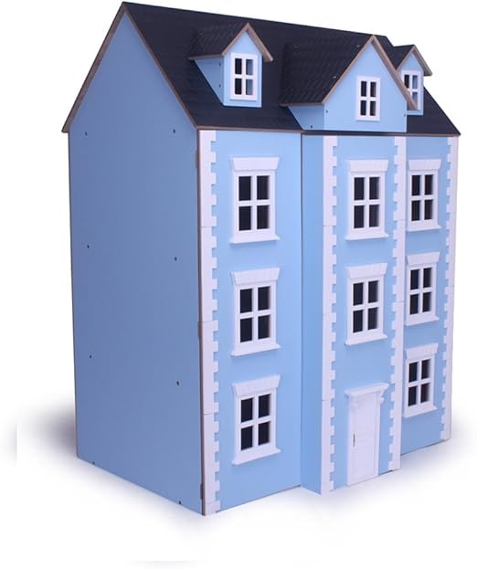 Three Storey Blue Dolls House 112 scale Amazon.co.uk Toys