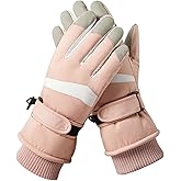 Hjkiopc Winter Ski Gloves for Women,Windproof Snow Touchscreen Thermal Gloves, Warm Thickened with Fleece for SkiingCycling