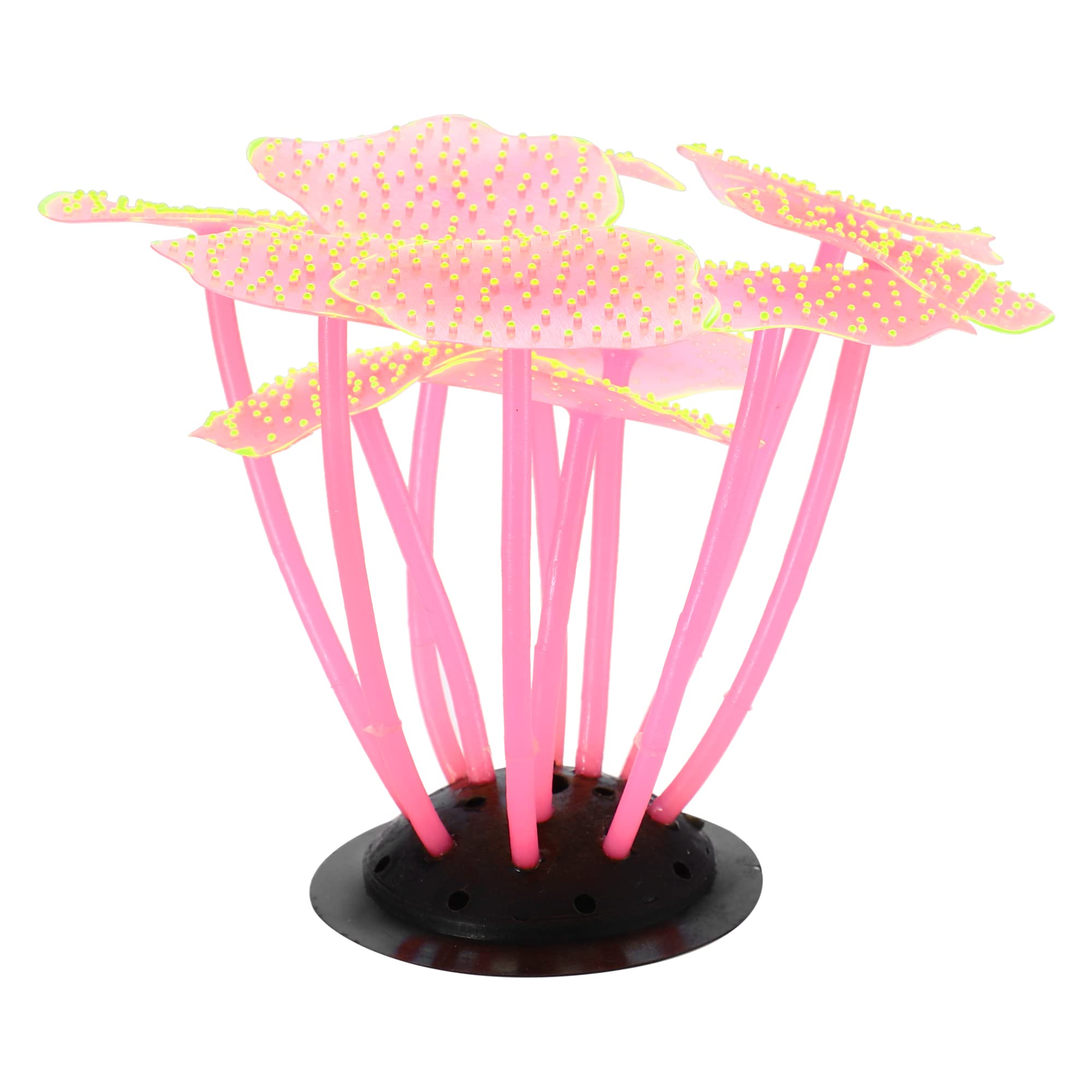 VOCOSTE Silicone Glowing Aquarium Mushroom Coral, for Fish Tank, Pink