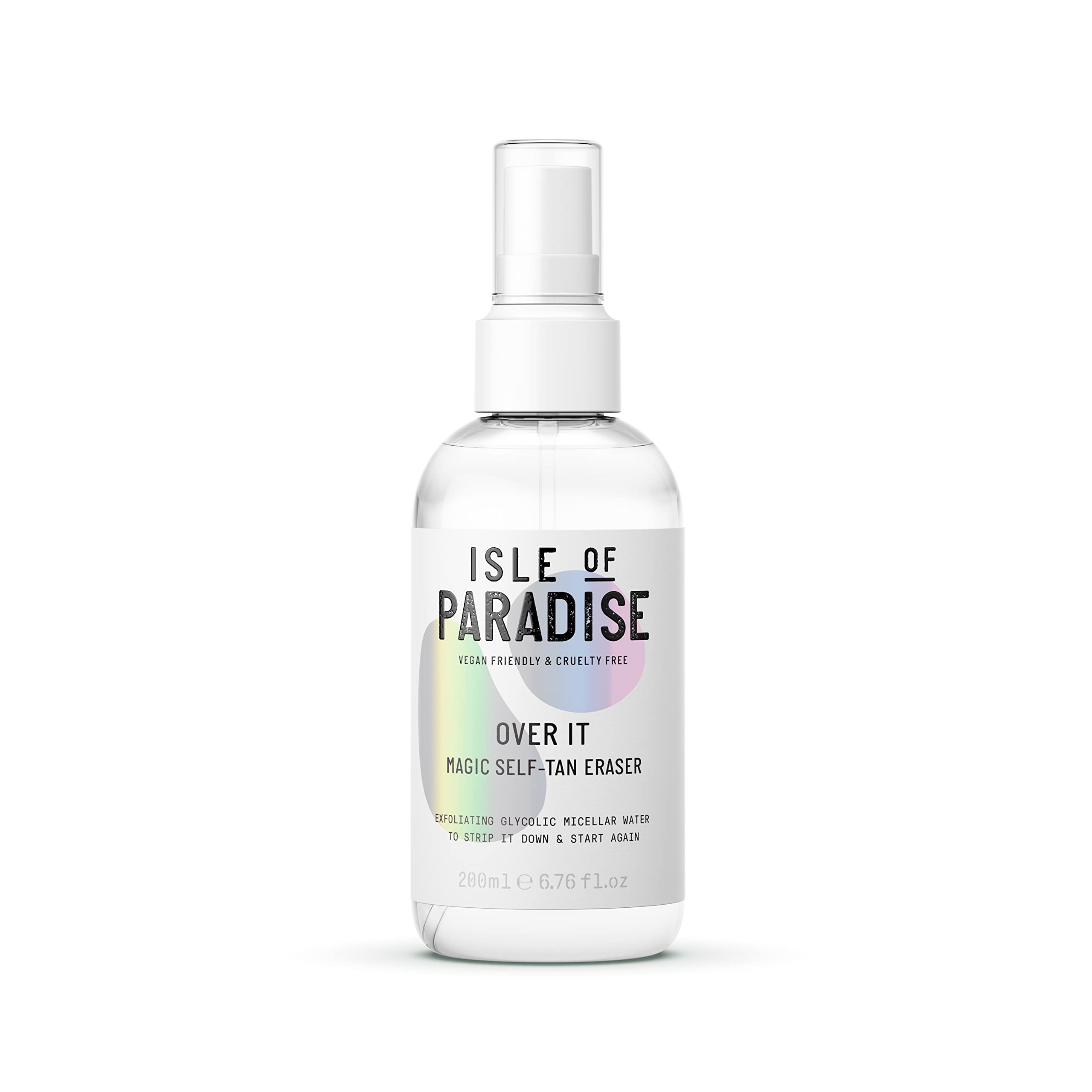 Isle of Paradise OVER IT Self Tan Remover (200 ml) Glycolic Acid and Micellar Water Self Tanning Eraser Vegan