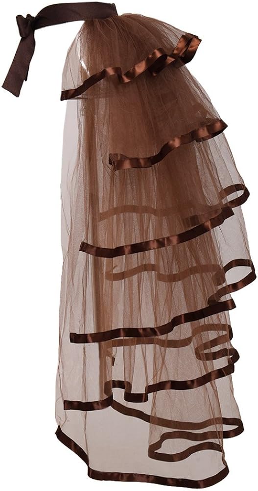 GRACEART Victorian Steampunk Tulle Bustle Vintage Tutu Belt Lace Underskirt Neo-Gothic Costume Brown