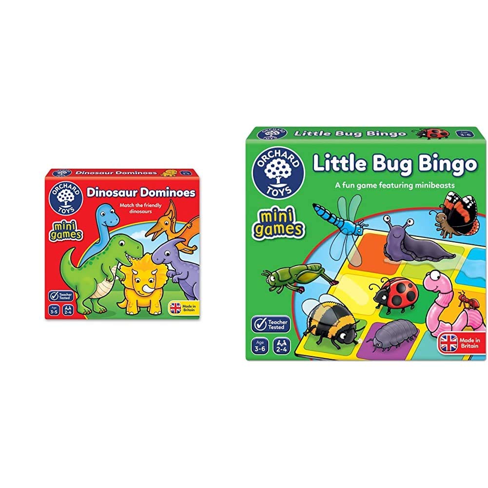 Orchard Toys Dinosaur Dominoes Mini Game & Toys Little Bug Bingo Mini Game