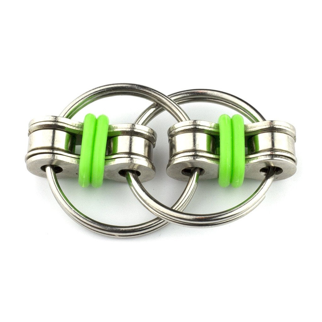 HMILYDYK Fidget Flippy Chain Steel Bike Keyring Fidget Stress Reducer Toy for Kids and Adults ADD ADHD Anxiety (Green)