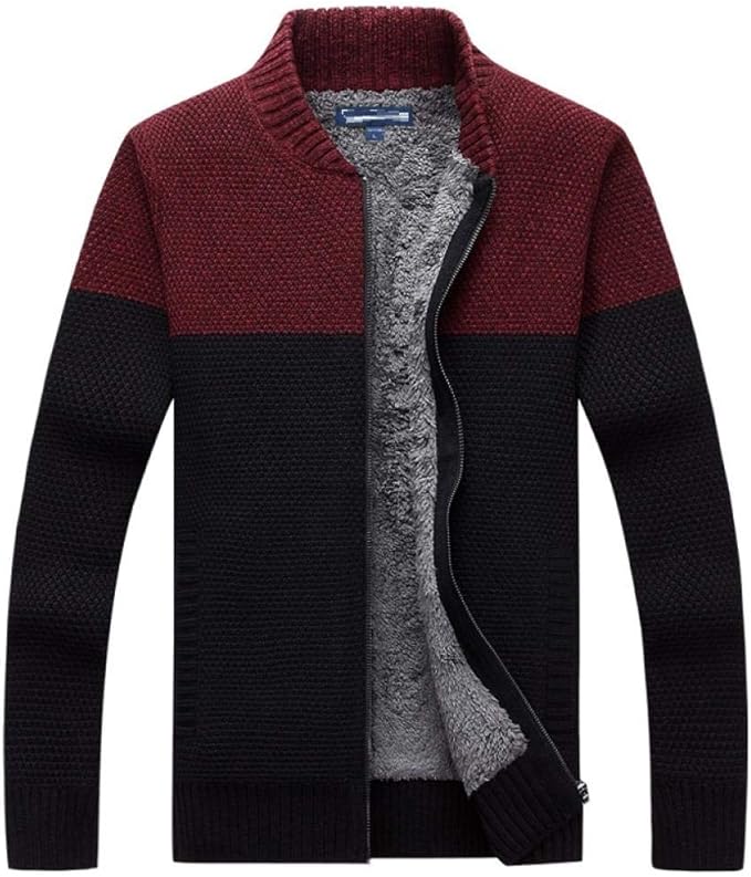 Herren Strickjacke Mit Fleecefutter & Reißverschluss - Winterjacke Für Outdoor Sport