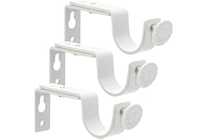 EVCUHASL Curtain Rod Holders, 3 Pack Heavy Duty Curtain Rod Brackets Fits up to 1 Inch Curtain Rod, Drapery Holders Hardware Window Support Hanger, White Hooks for Curtain Rods