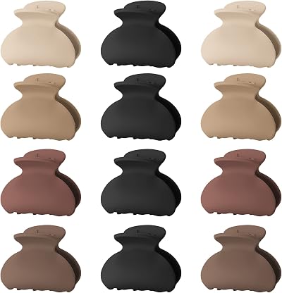 Lolalet Pack of 12 Small Hair Clips Claws Mini Clips Matte Acrylic Style C
