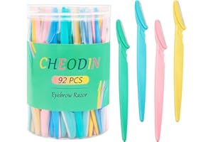 CHEODIN 92 Pcs Eyebrow Razors and Face Razors for Women, 4 Colors Dermaplane Razor, Multipurpose Facial Hair Removal with Protective Cover, Safe and Newbie Friendly