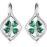 Daixiya Shamrock Earrings 925 Sterling Silver St Patricks Day Four Leaf Clover Earrings Irish Jewelry Gifts for Women