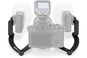 GODOX MF-DB Flexible Flash Bracket with Dual Flash Mounts Aluminum Alloy 360°Rotatable Head Multi-Angle Adjustable with 1/4in