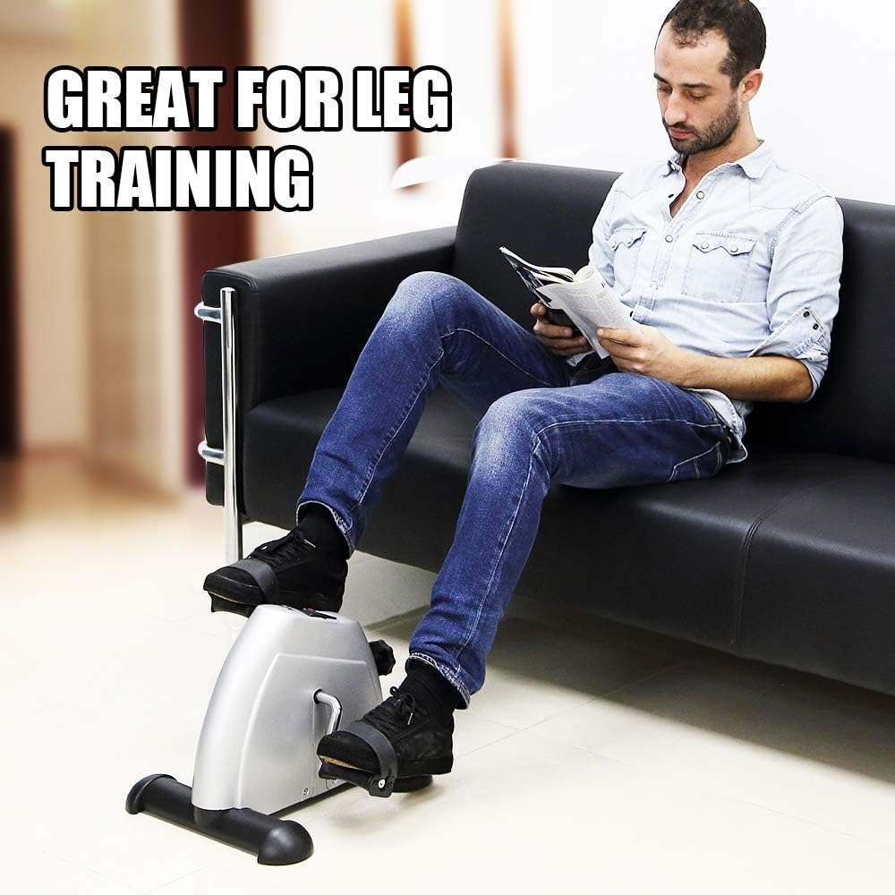 Pedal Exerciser, Under Desk Mini Exercise Bike, Arm & Leg Portable Foot Cycle Pedal Machine with LCD Screen Display(Silver) : Sports & Outdoors