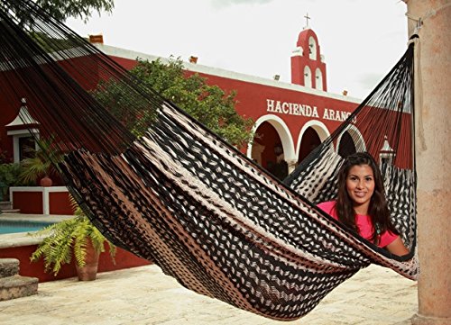 Sunnydaze Hand-Woven XXL Thick Cord Mayan Family Hammock,
Black/Natural, 880 Pound Capacity