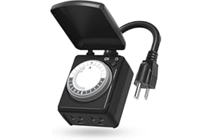BN-LINK 24 Hour Heavy Duty Mechanical Timer, Timer Plug with 15 Minutes Intervals, 2 Grounded Outdoor Timer for Christmas Lig