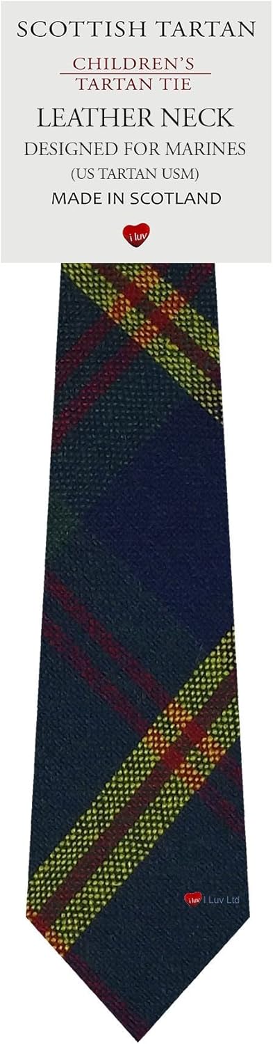 Boys All Wool Tie Woven And Made in Scotland in US Marine Leatherneck USA Tartan: Clothing
