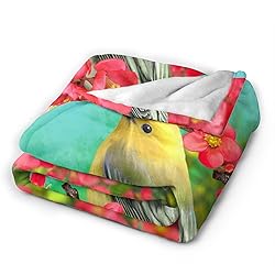 Jbofyee Spring Birds Blooming Flowers Throw