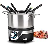 Artestia Electric Fondue Pot Set for 6 – Temperature Control Chocolate Cheese Fondue Maker with Stainless Steel Pot & Forks, Perfect for Party & Family