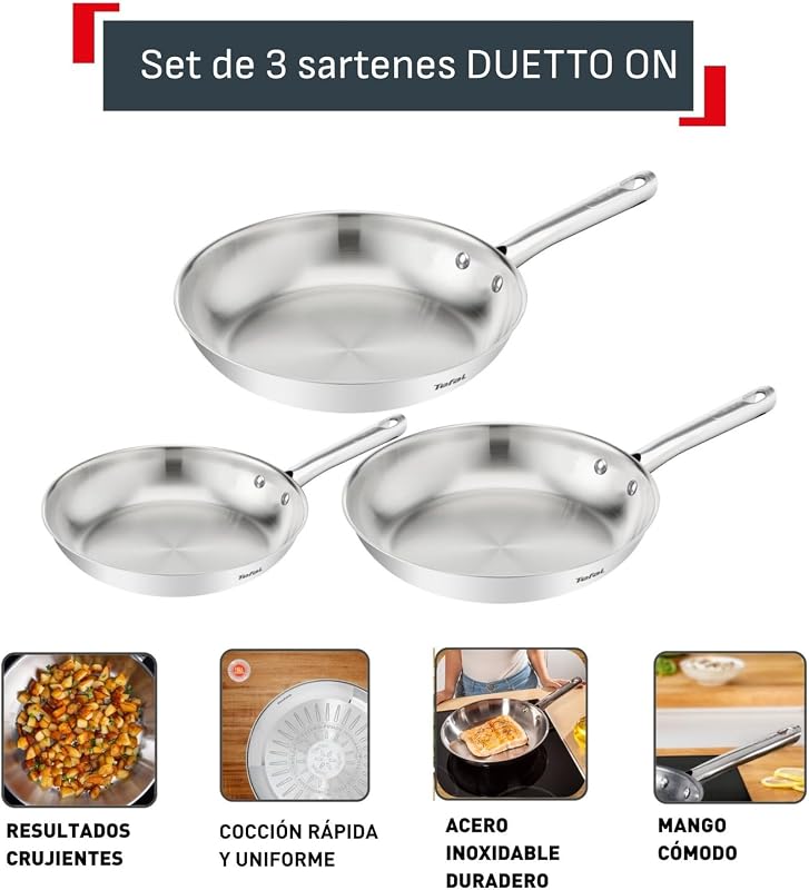 Duetto On, Conjunto de 3 peças, Panelas 20/24/28 cm, Aço Inoxidável, B866S334