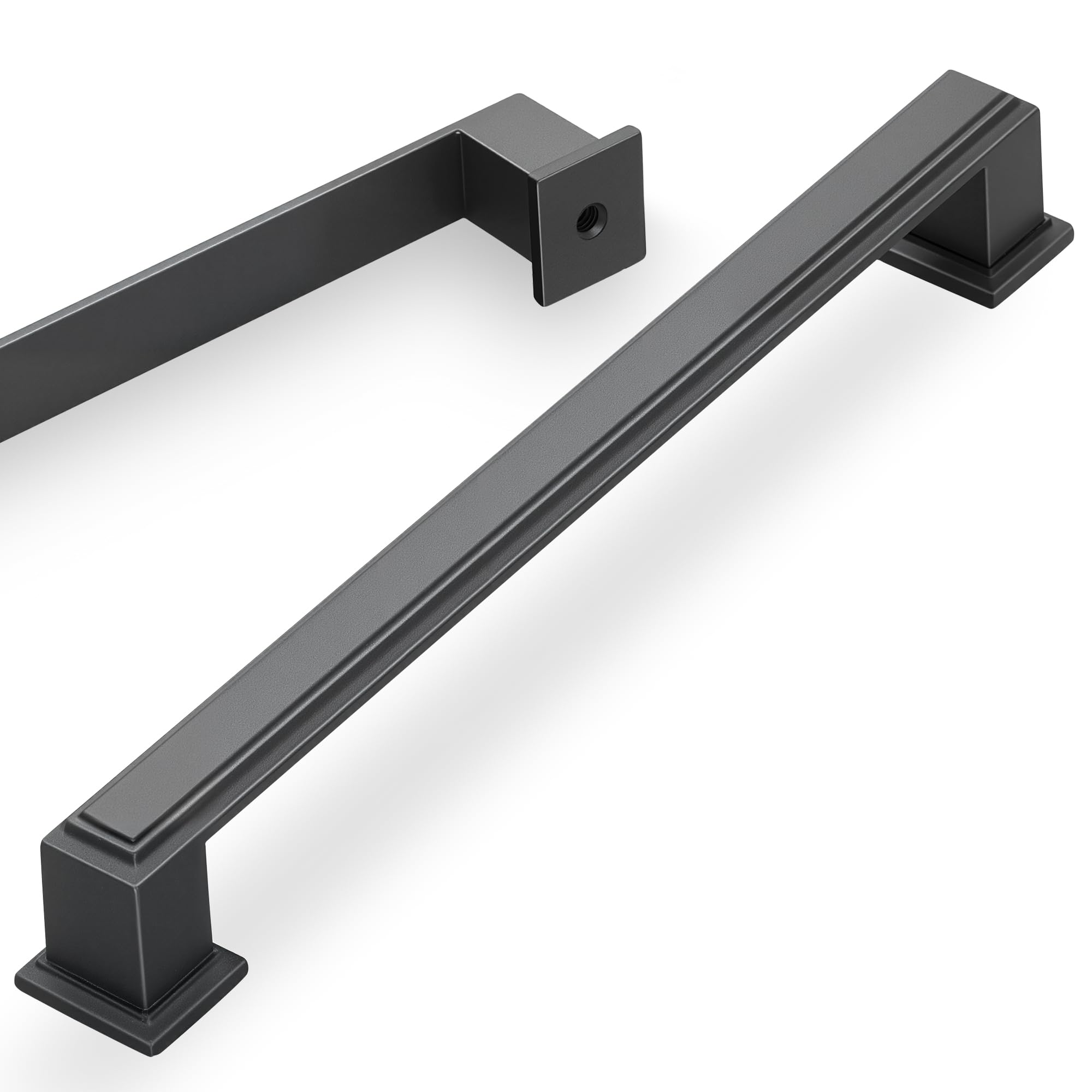 Photo 1 of 10 Pack 7.5 Inch(192mm) Hole Center Matte Dark Gunmetal Gray Modern Cabinet Pulls Kitchen Cabinet Handles Kitchen Cabinet Hardware Timeless Drawer Pulls for Dresser Cupboard Wardrobe, Gray(7.5x10)